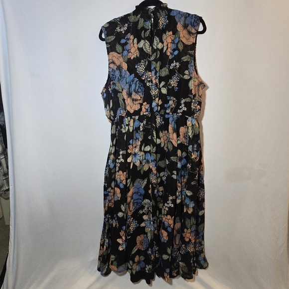 NWT Torrid Midi Clip Dot Mock Neck A-Line Dress Dark Floral Midi Dress, sz 2X - Picture 10 of 13